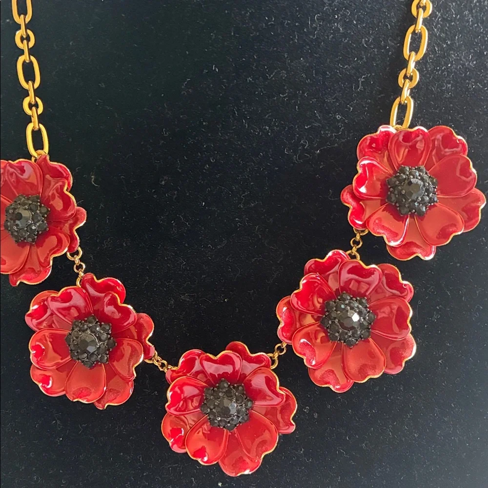 Kate Spade Red Poppy earring and necklace set - Picture 2 of 3